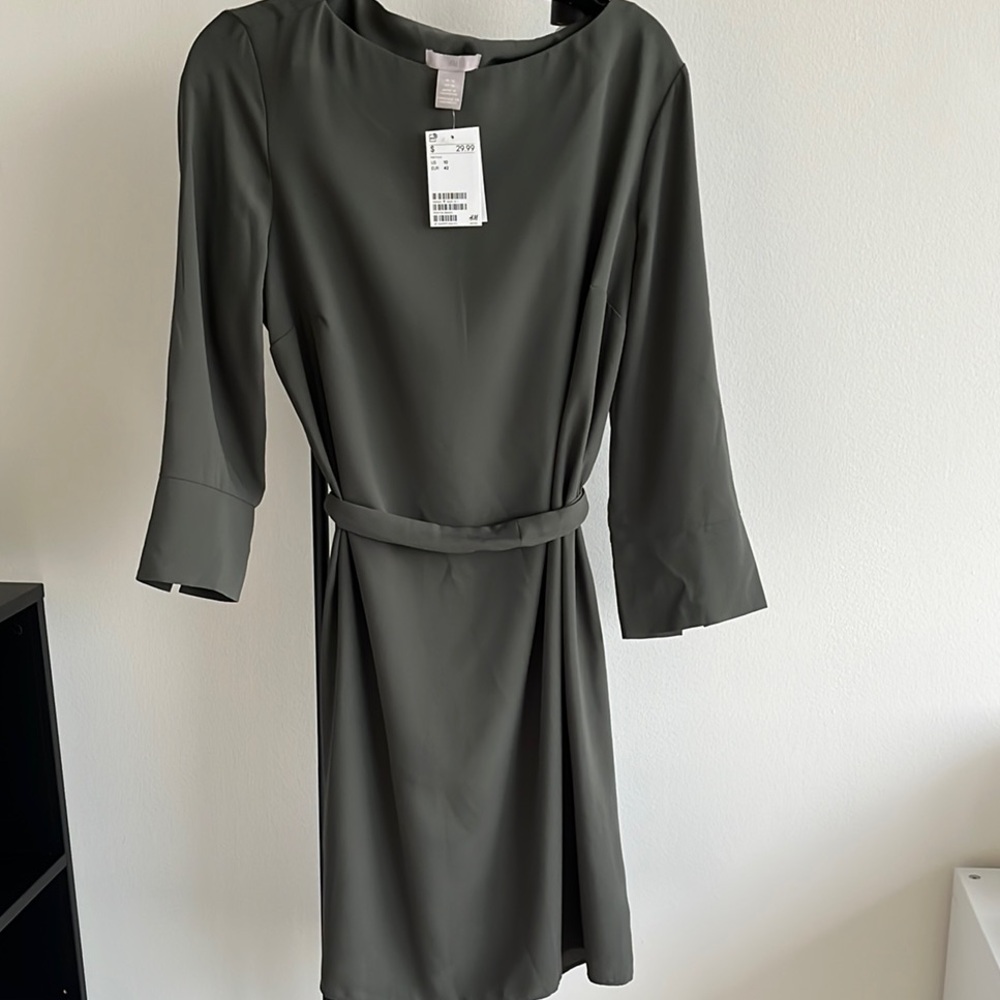 NWT Tie Waist Olive Dress